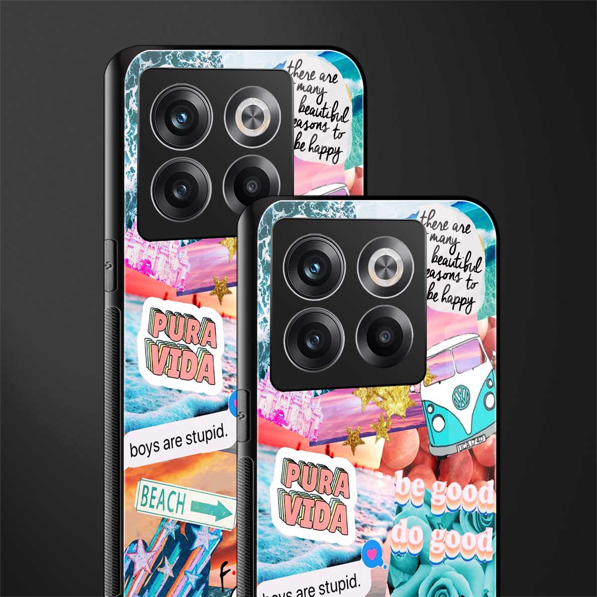 beach vibes collage back phone cover | glass case for oneplus 10t