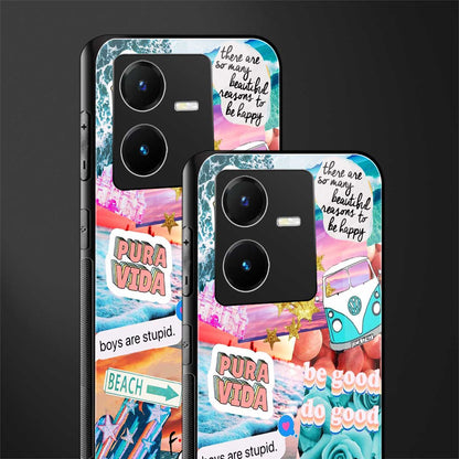 beach vibes collage back phone cover | glass case for vivo y22