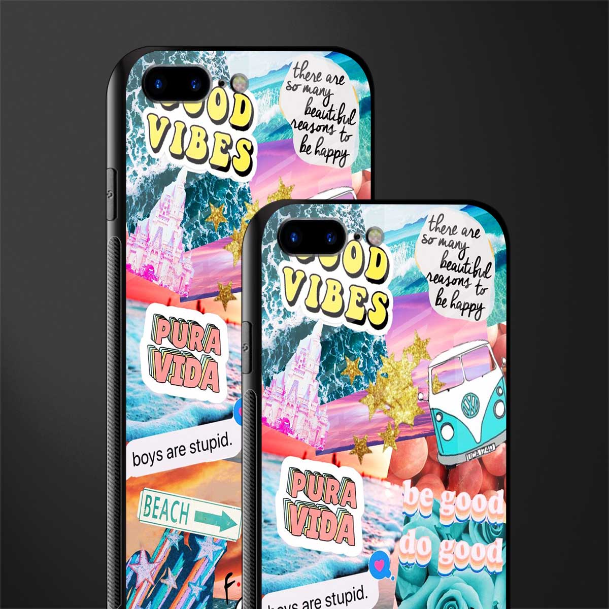 beach vibes collage glass case for iphone 8 plus image-2