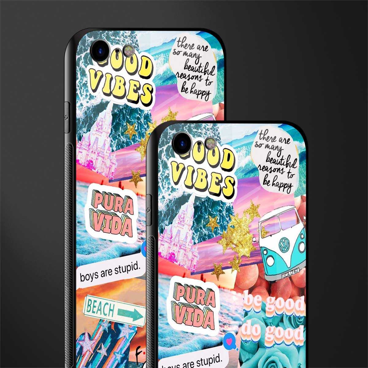 beach vibes collage glass case for iphone 7 image-2