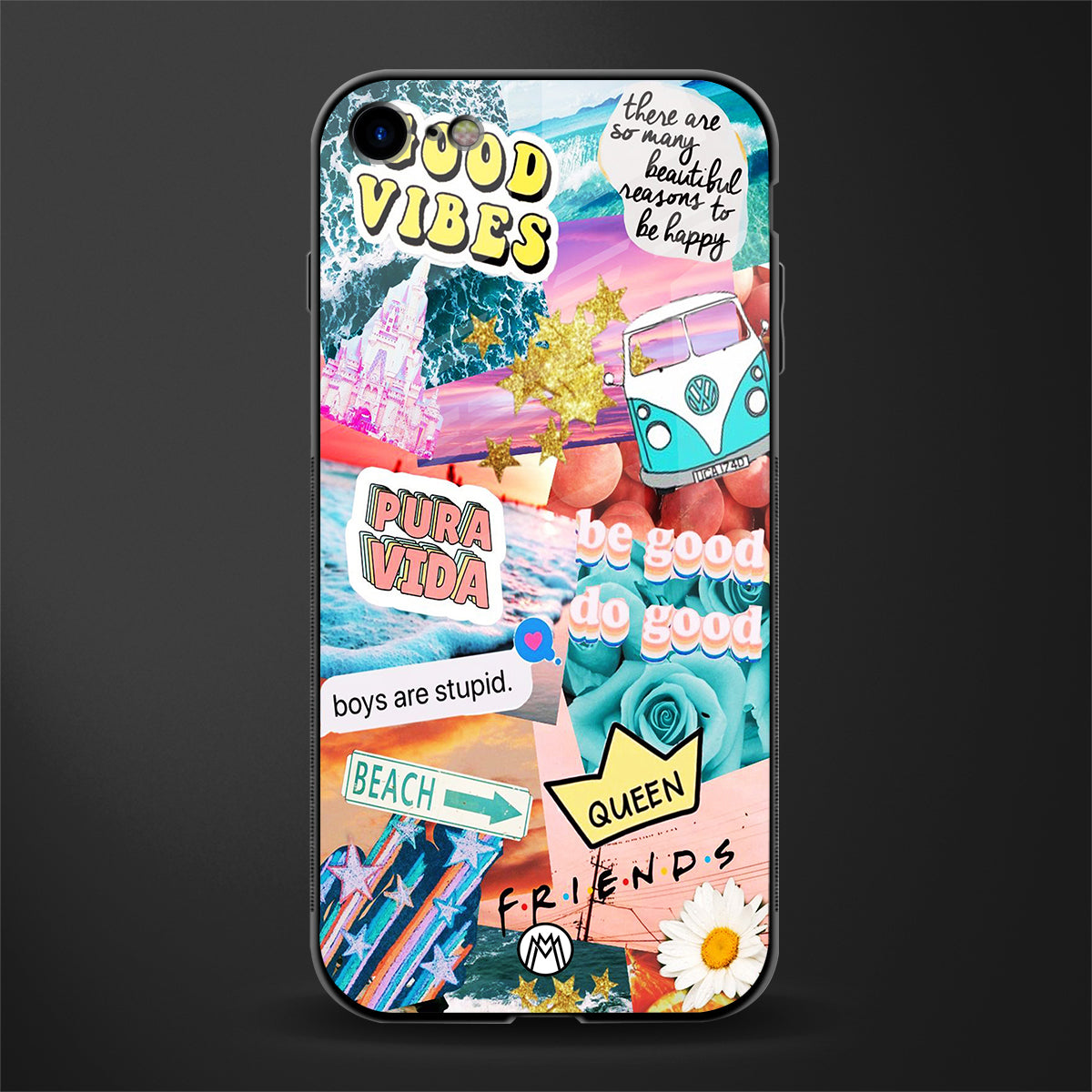beach vibes collage glass case for iphone se 2020 image