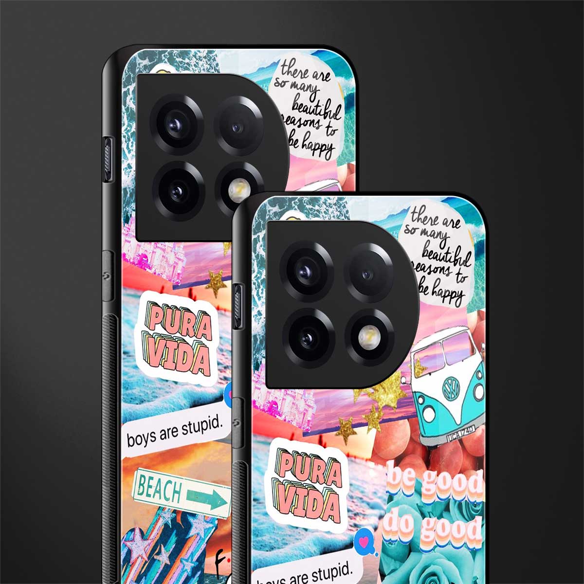 beach vibes collage back phone cover | glass case for oneplus 11