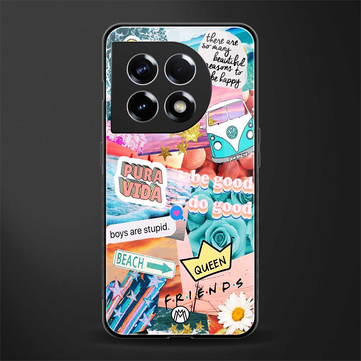 beach vibes collage back phone cover | glass case for oneplus 11