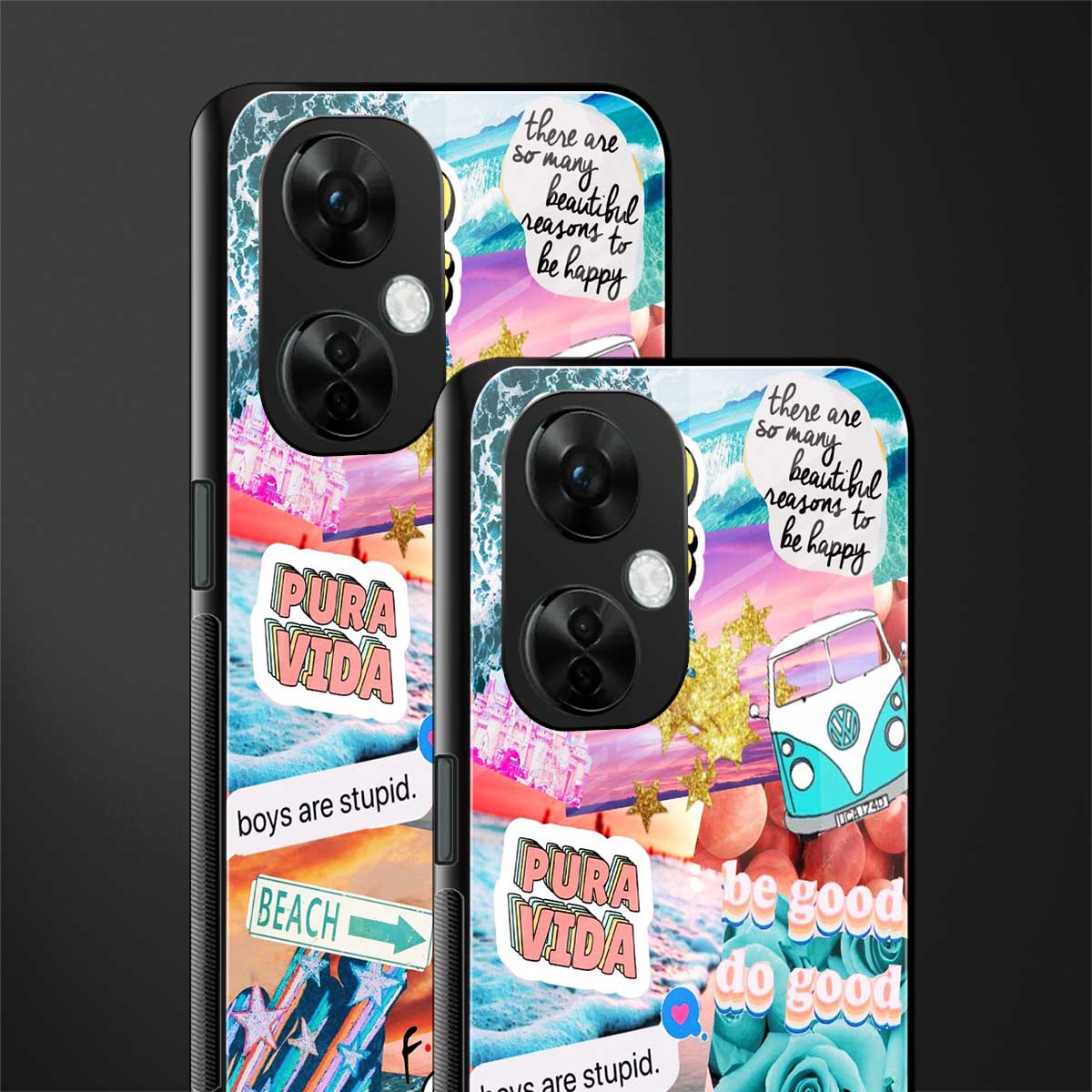 beach vibes collage back phone cover | glass case for oneplus nord ce 3 lite