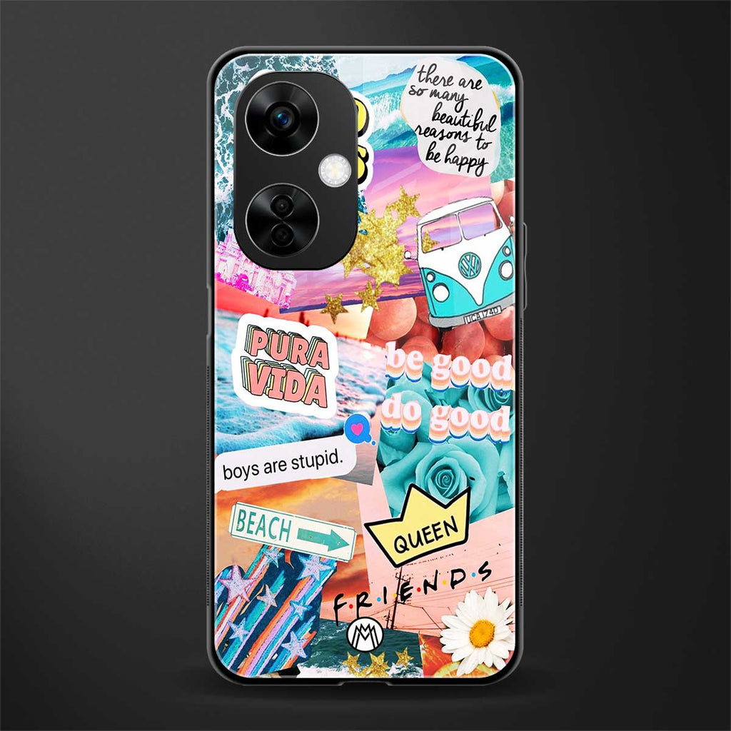 beach vibes collage back phone cover | glass case for oneplus nord ce 3 lite