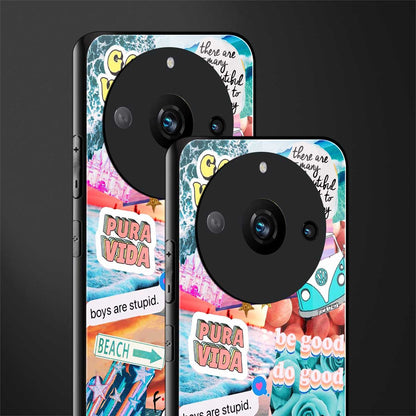 beach vibes collage back phone cover | glass case for realme 11 pro 5g