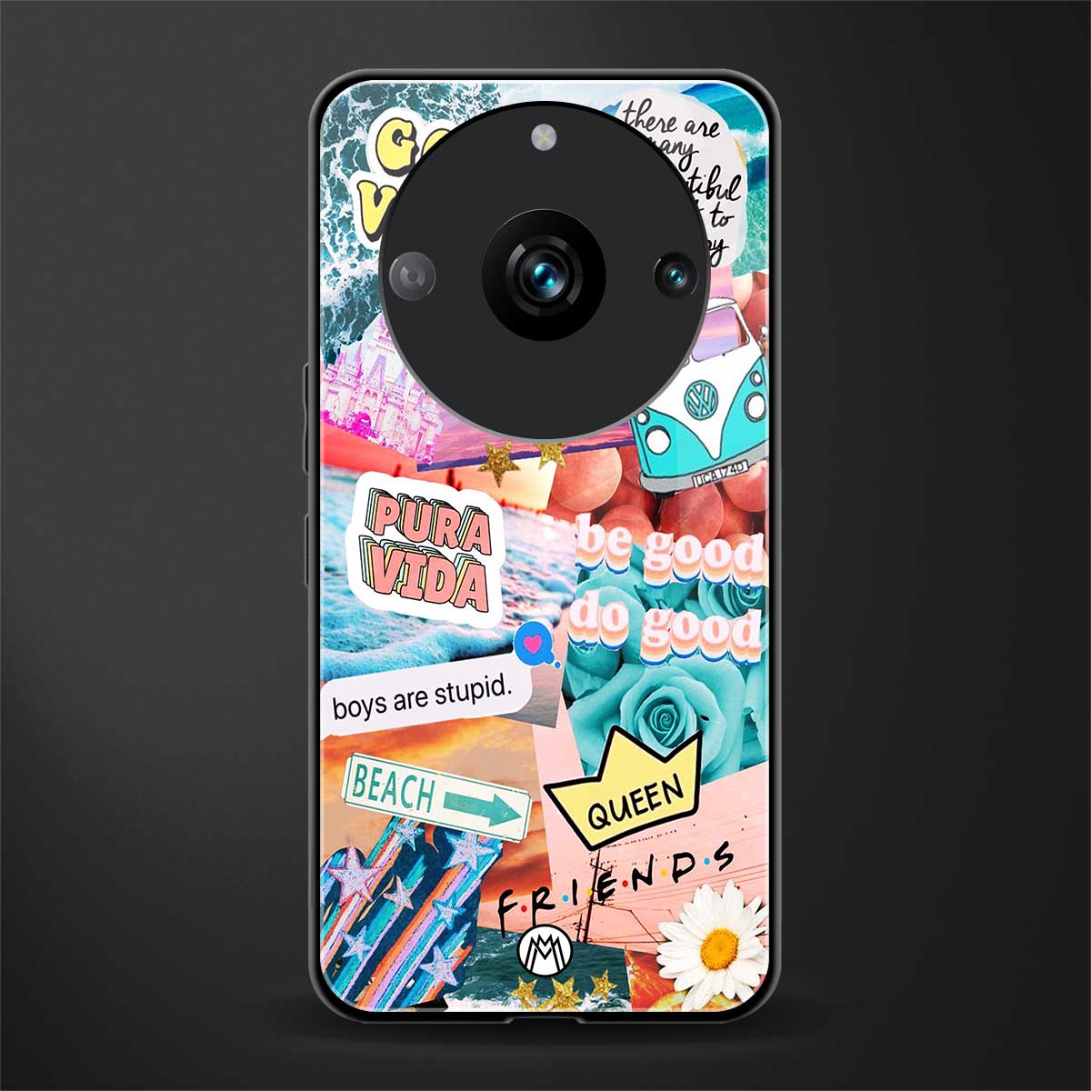 beach vibes collage back phone cover | glass case for realme 11 pro 5g