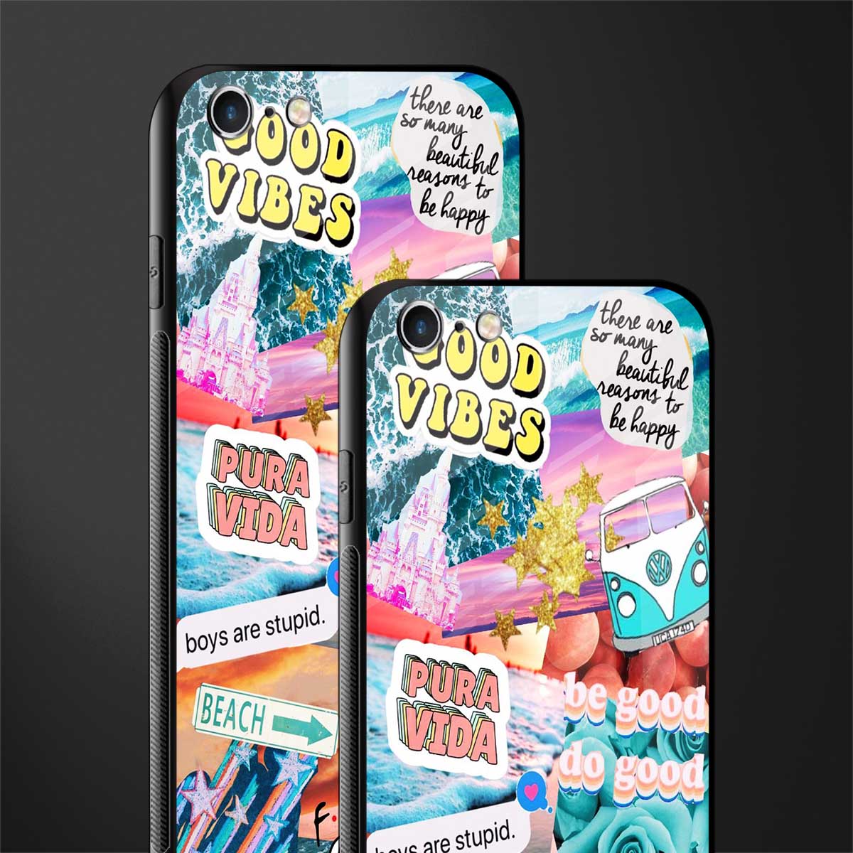 beach vibes collage glass case for iphone 6 image-2