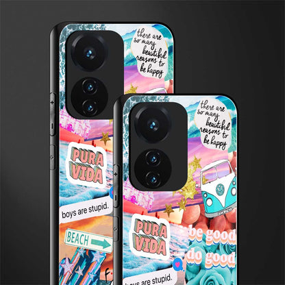 beach vibes collage back phone cover | glass case for vivo t1 44w 4g