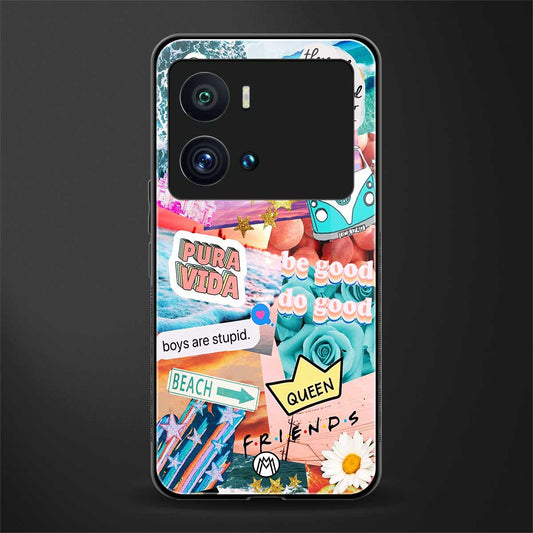 beach vibes collage back phone cover | glass case for iQOO 9 Pro