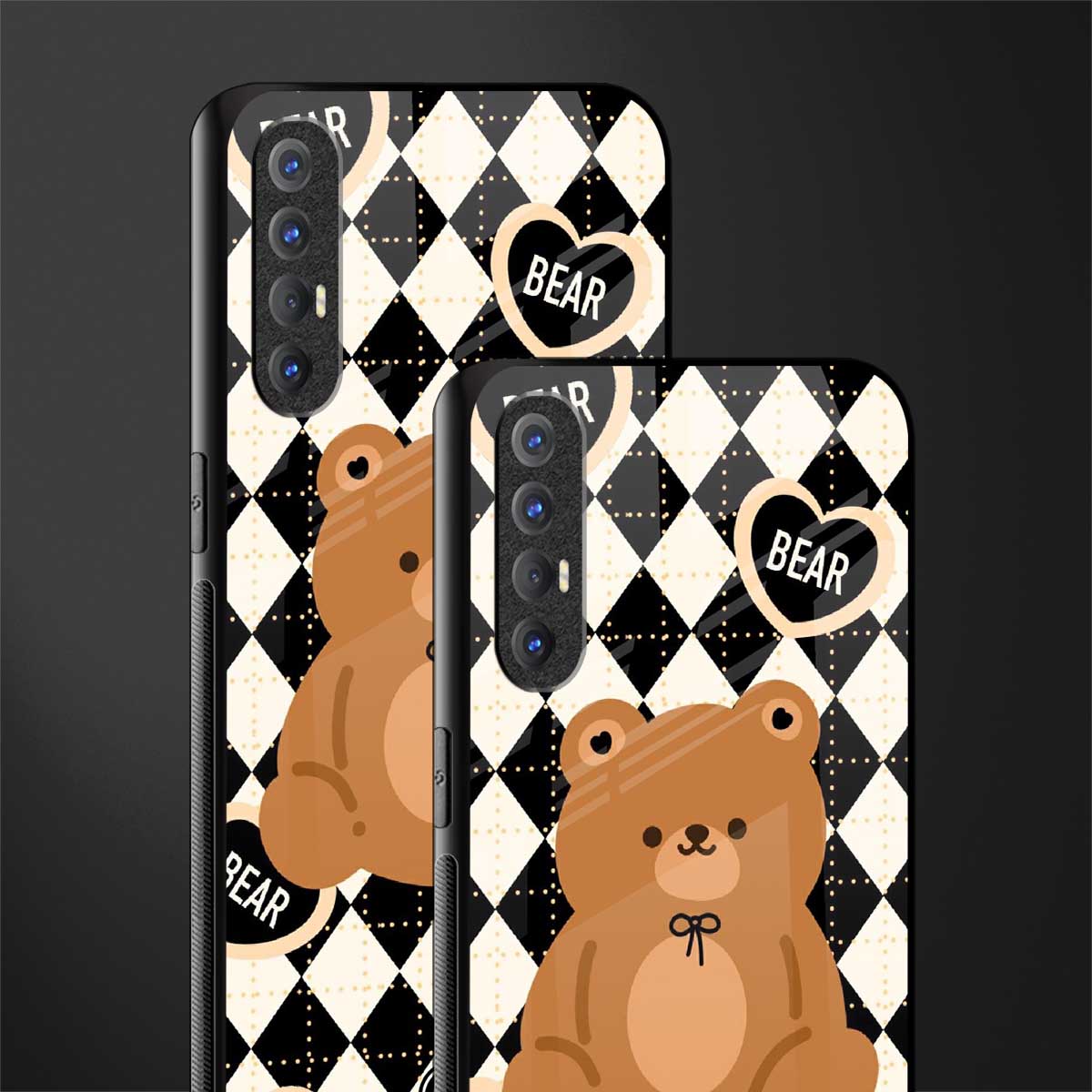 bear uniform pattern glass case for oppo reno 3 pro image-2