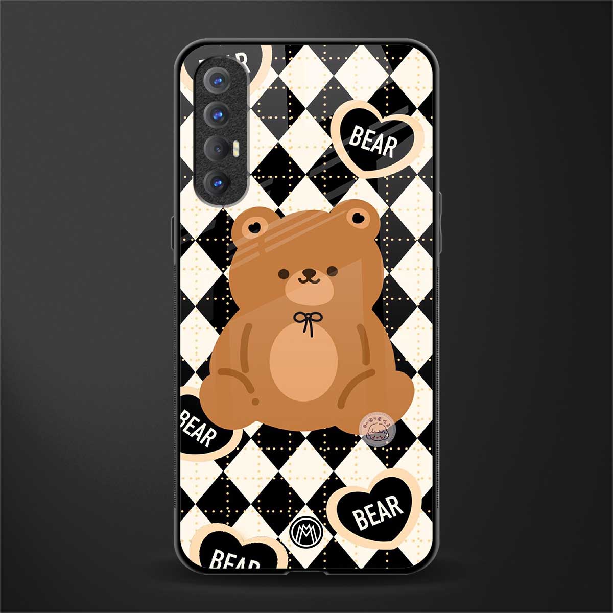bear uniform pattern glass case for oppo reno 3 pro image