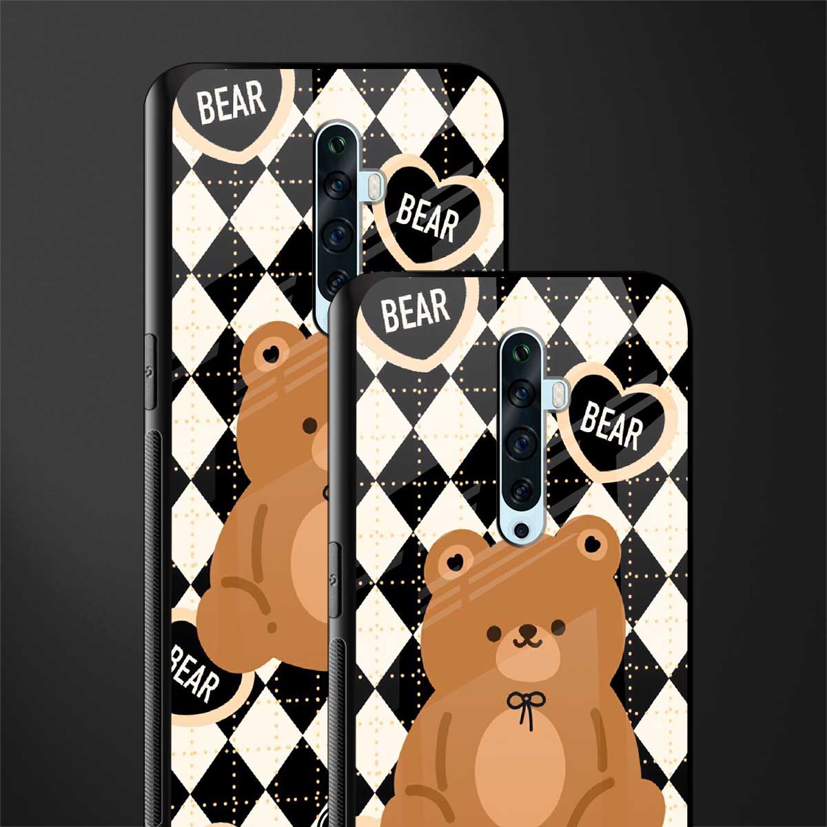 bear uniform pattern glass case for oppo reno 2f image-2