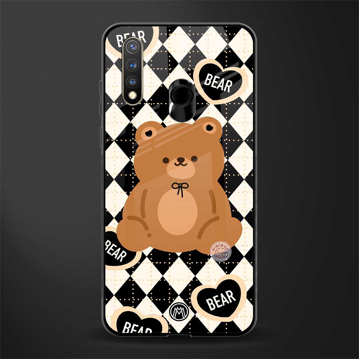 bear uniform pattern glass case for vivo u20 image