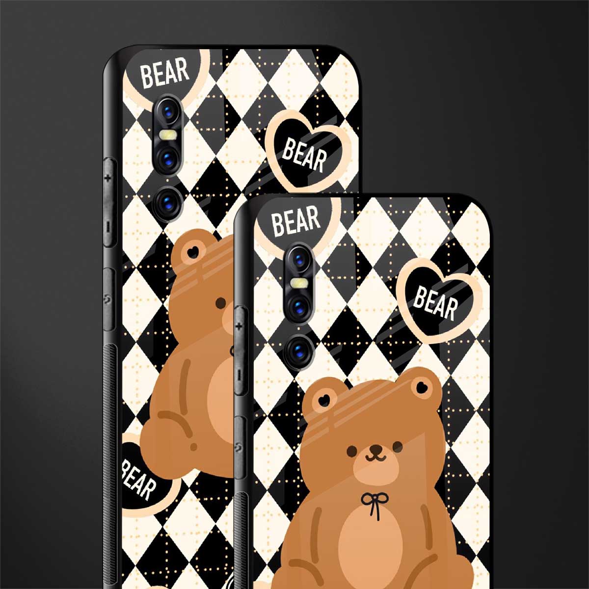 bear uniform pattern glass case for vivo v15 pro image-2