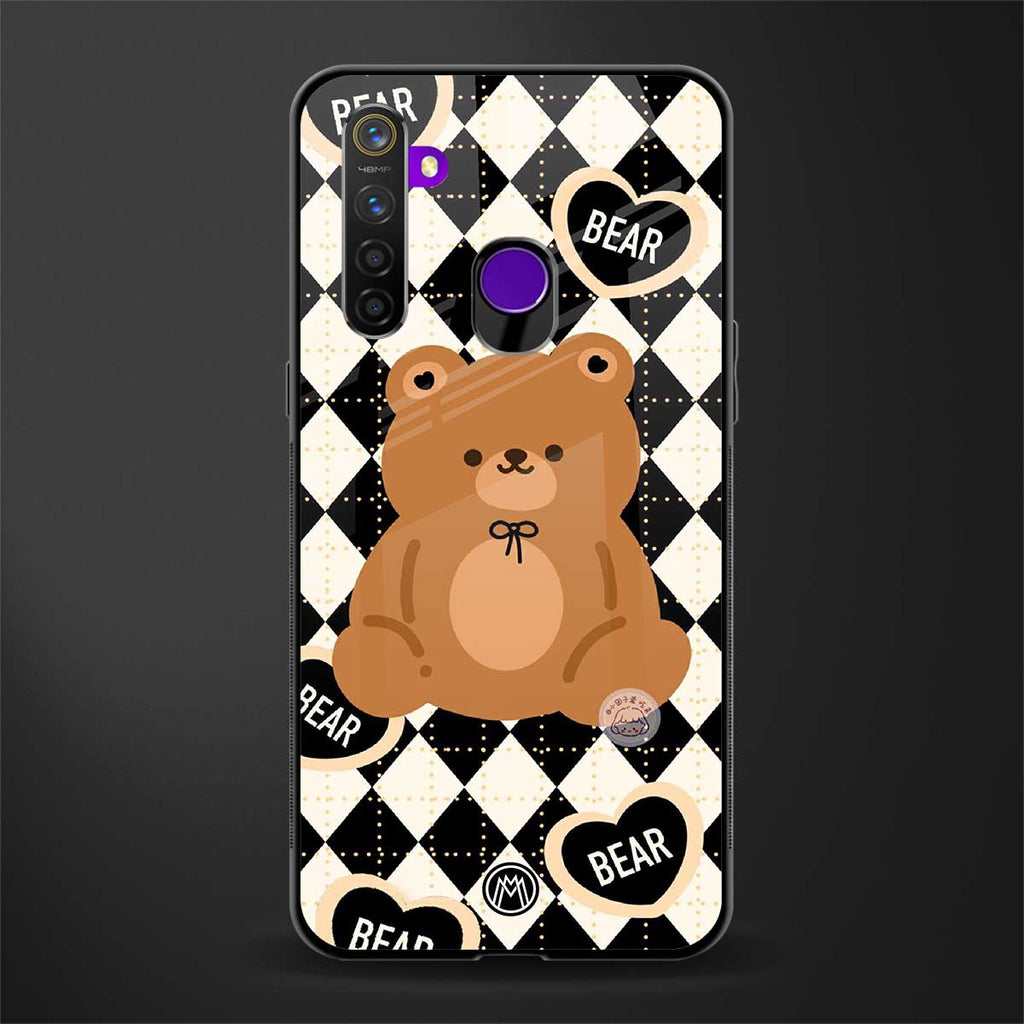 bear uniform pattern glass case for realme 5i image
