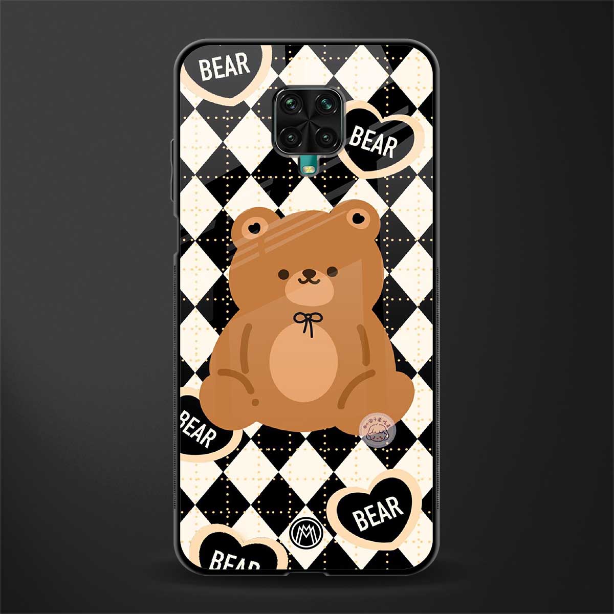 bear uniform pattern glass case for redmi note 9 pro max image