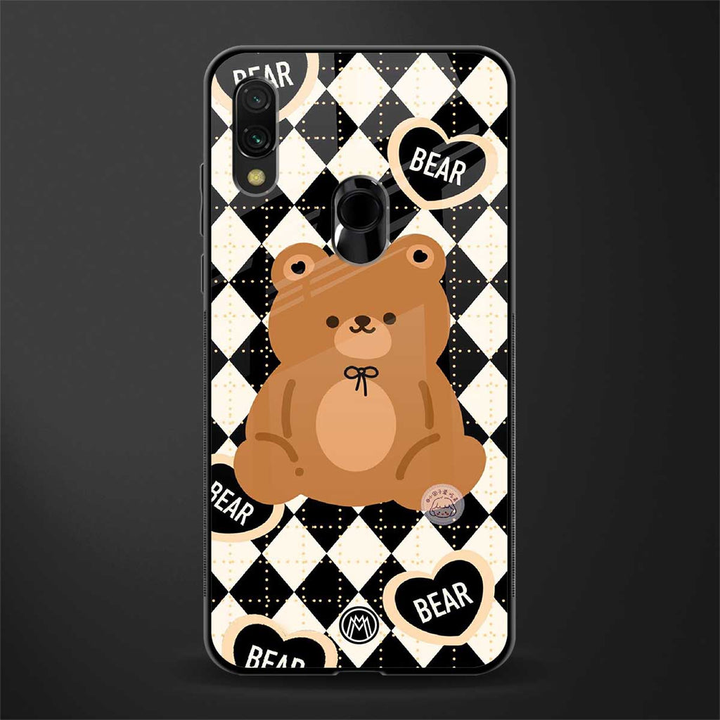 bear uniform pattern glass case for redmi note 7 image