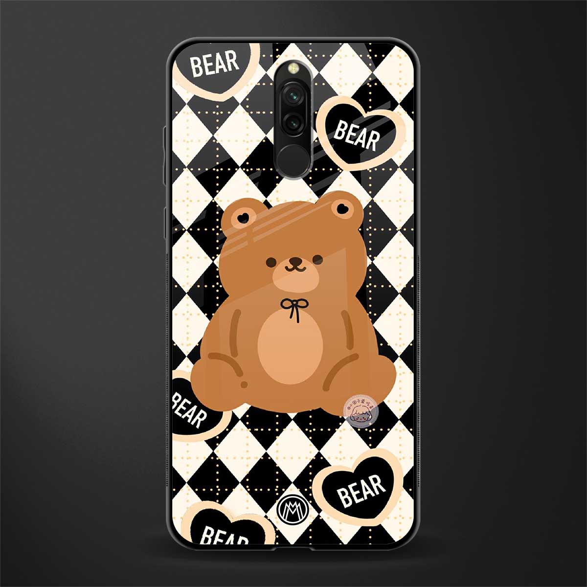 bear uniform pattern glass case for redmi 8 image