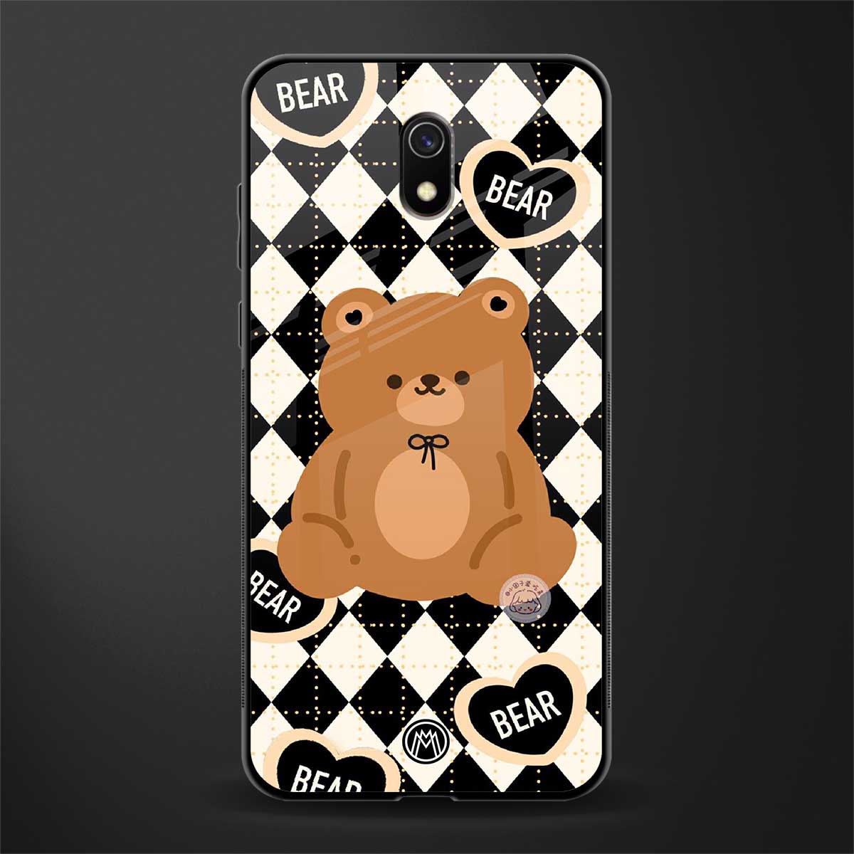 bear uniform pattern glass case for redmi 8a image