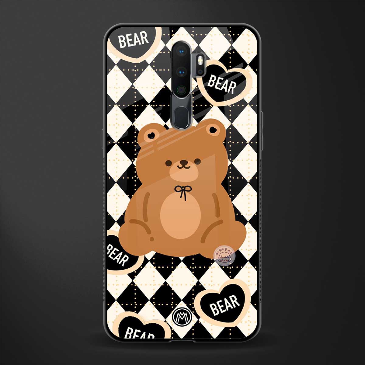 bear uniform pattern glass case for oppo a9 2020 image