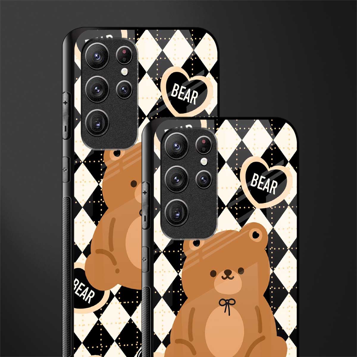 bear uniform pattern glass case for samsung galaxy s22 ultra 5g image-2