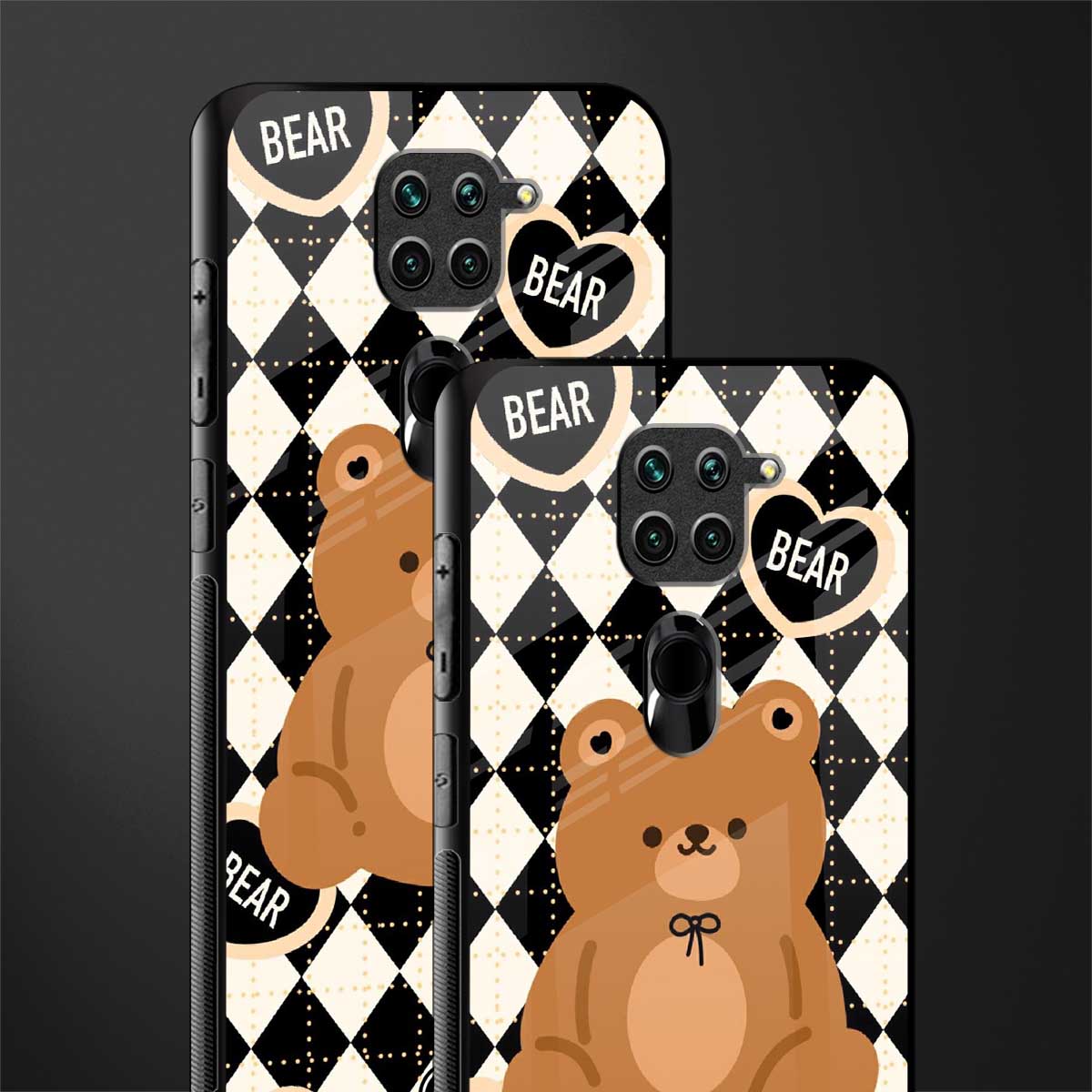 bear uniform pattern glass case for redmi note 9 image-2