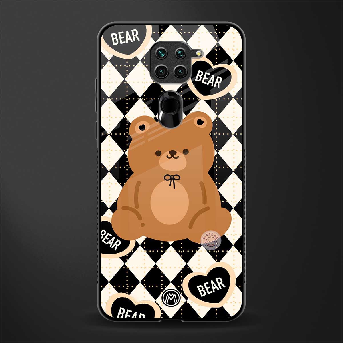 bear uniform pattern glass case for redmi note 9 image