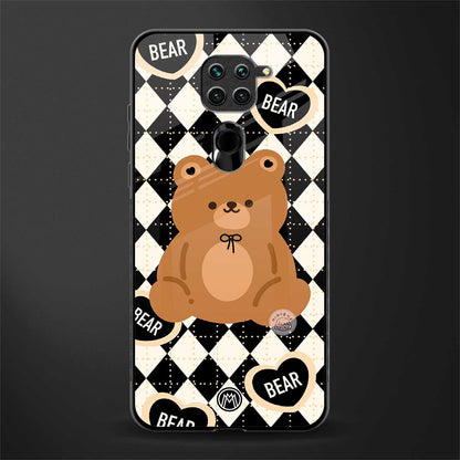 bear uniform pattern glass case for redmi note 9 image