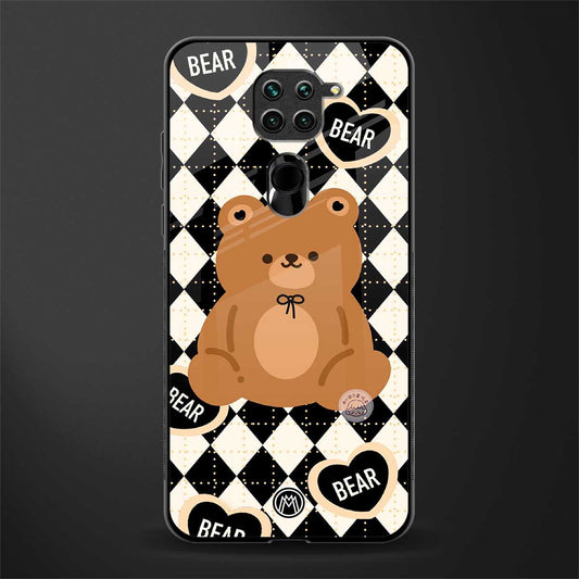 bear uniform pattern glass case for redmi note 9 image