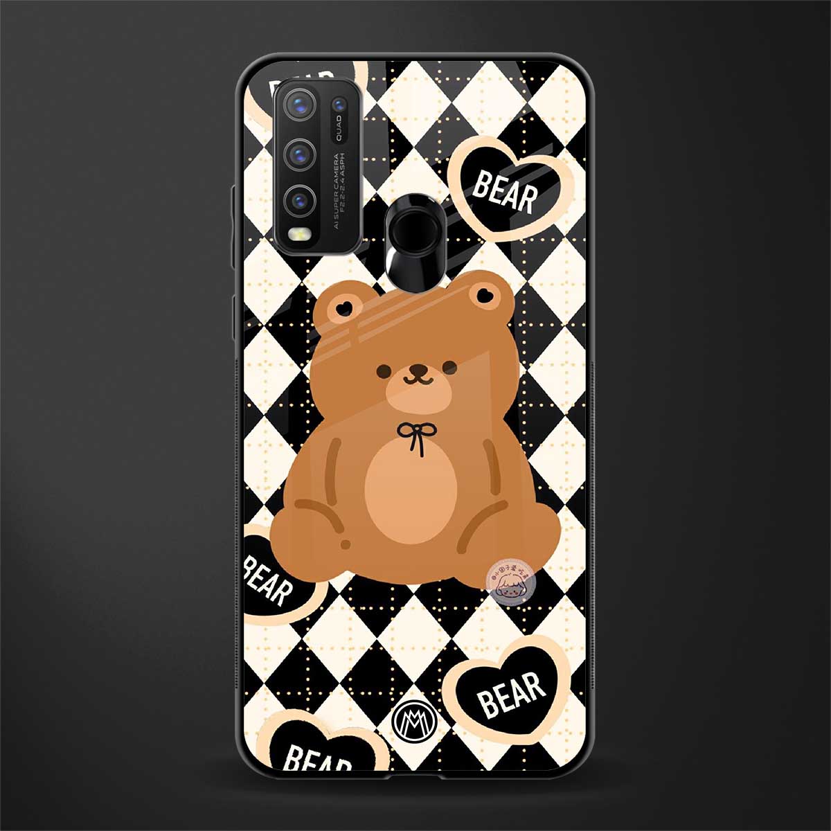 bear uniform pattern glass case for vivo y50 image