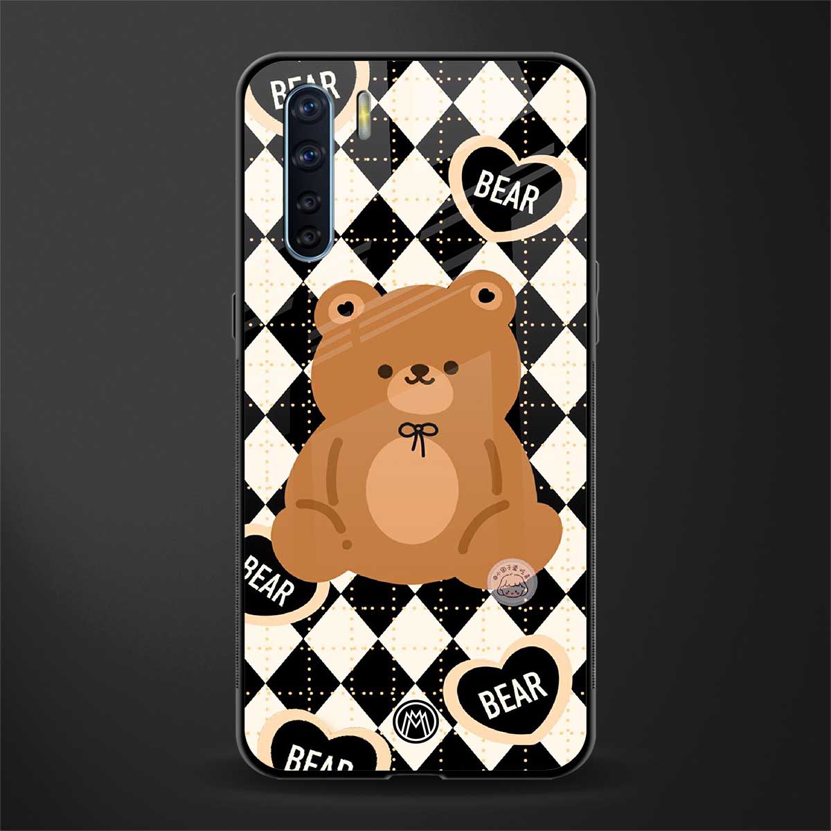 bear uniform pattern glass case for oppo f15 image