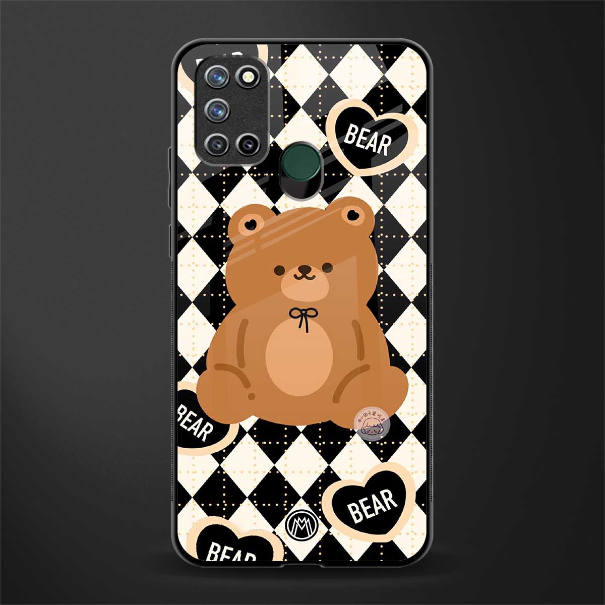 bear uniform pattern glass case for realme 7i image
