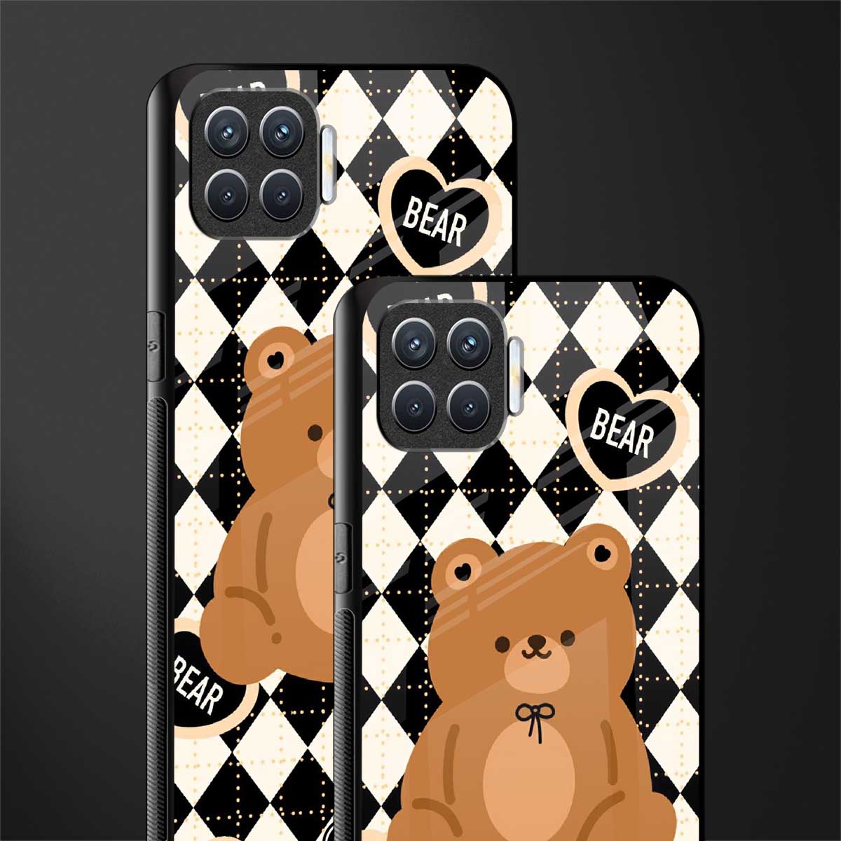 bear uniform pattern glass case for oppo f17 pro image-2