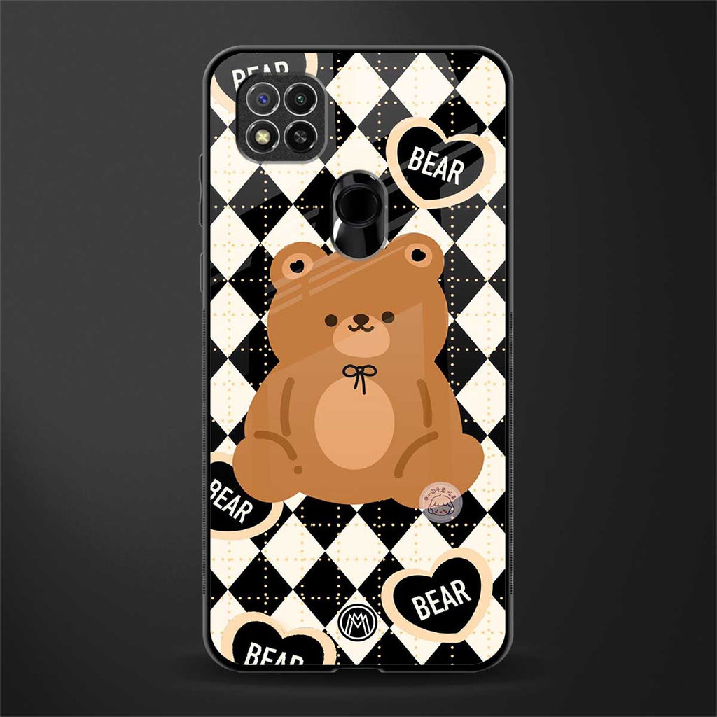 bear uniform pattern glass case for redmi 9c image