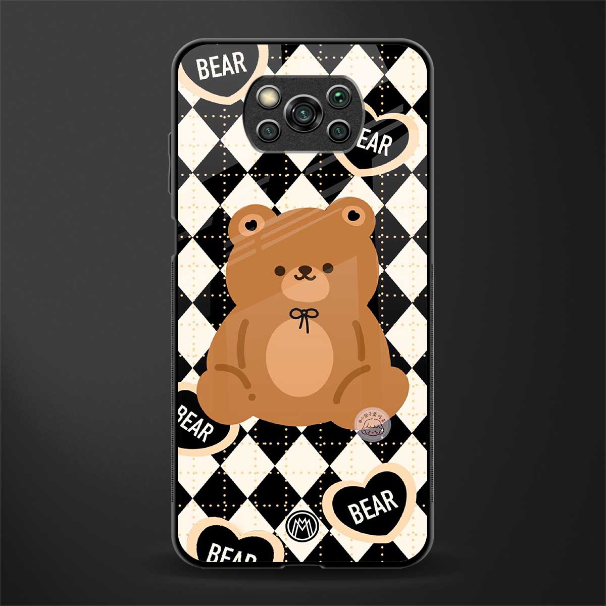 bear uniform pattern glass case for poco x3 pro image