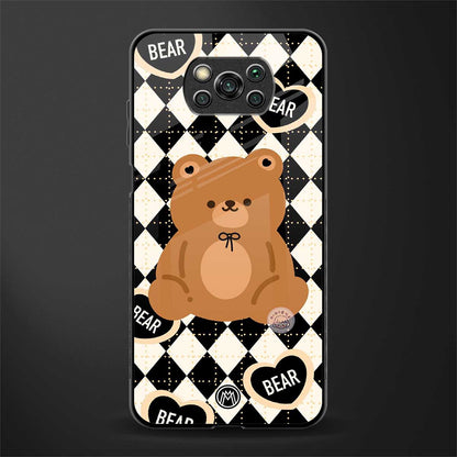 bear uniform pattern glass case for poco x3 pro image