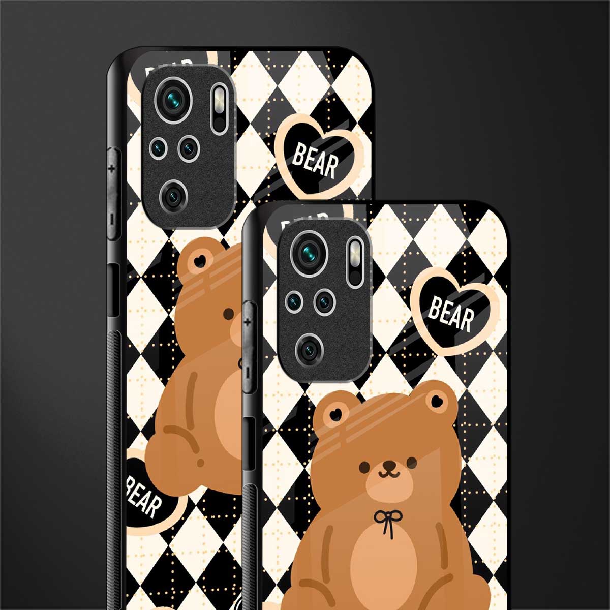 bear uniform pattern glass case for redmi note 10s image-2