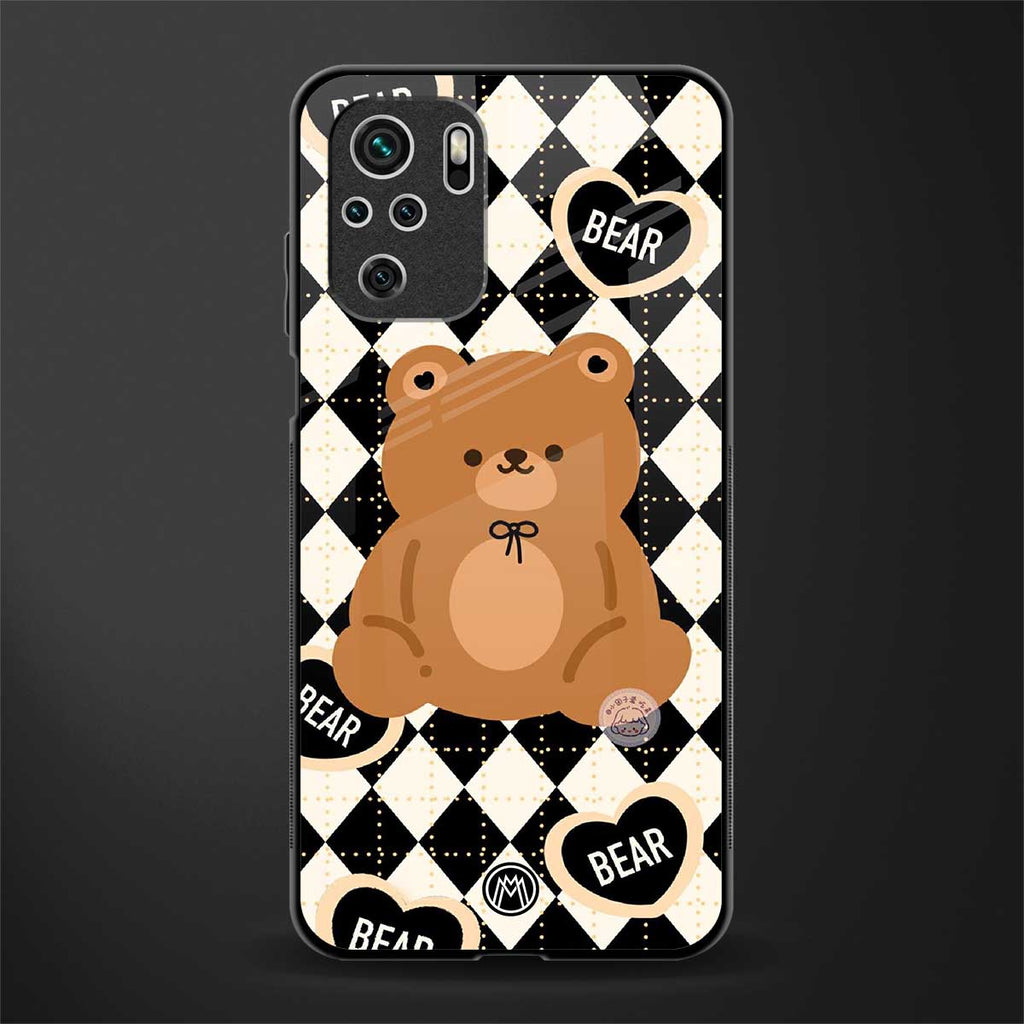 bear uniform pattern glass case for redmi note 10 image