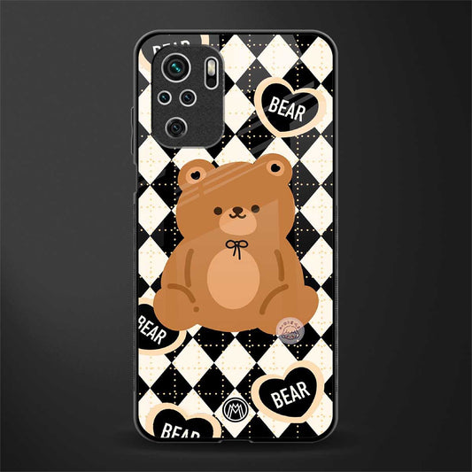bear uniform pattern glass case for redmi note 10 image