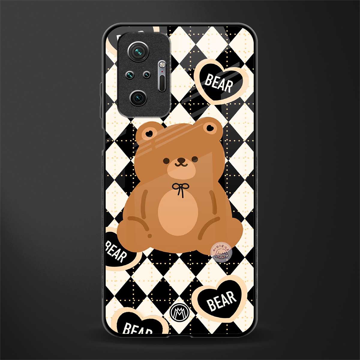 bear uniform pattern glass case for redmi note 10 pro max image