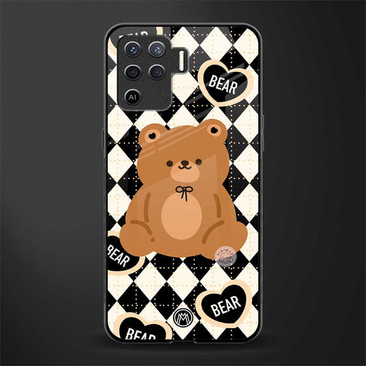 bear uniform pattern glass case for oppo f19 pro image