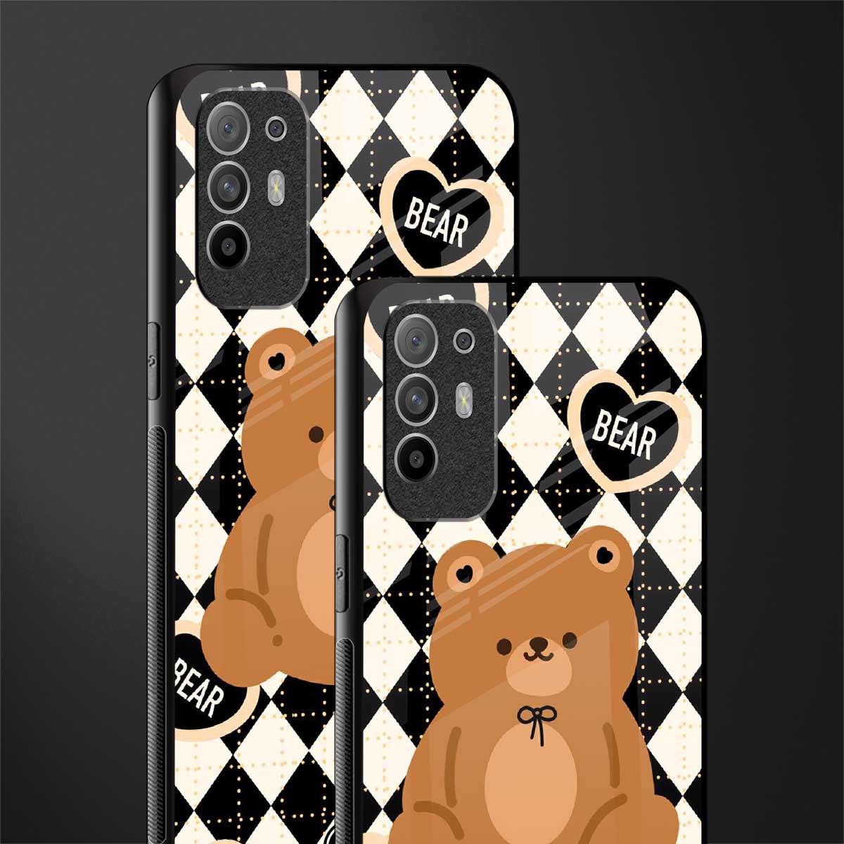 bear uniform pattern glass case for oppo f19 pro plus image-2