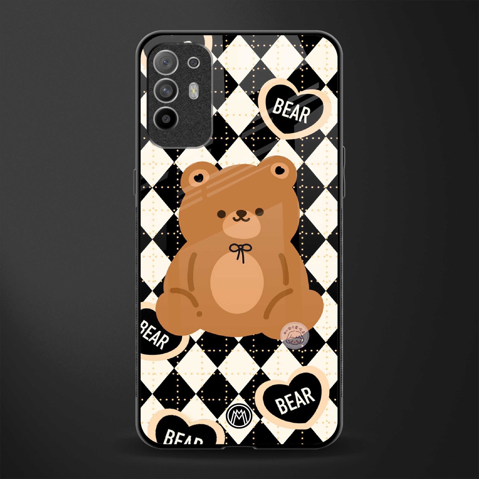 bear uniform pattern glass case for oppo f19 pro plus image
