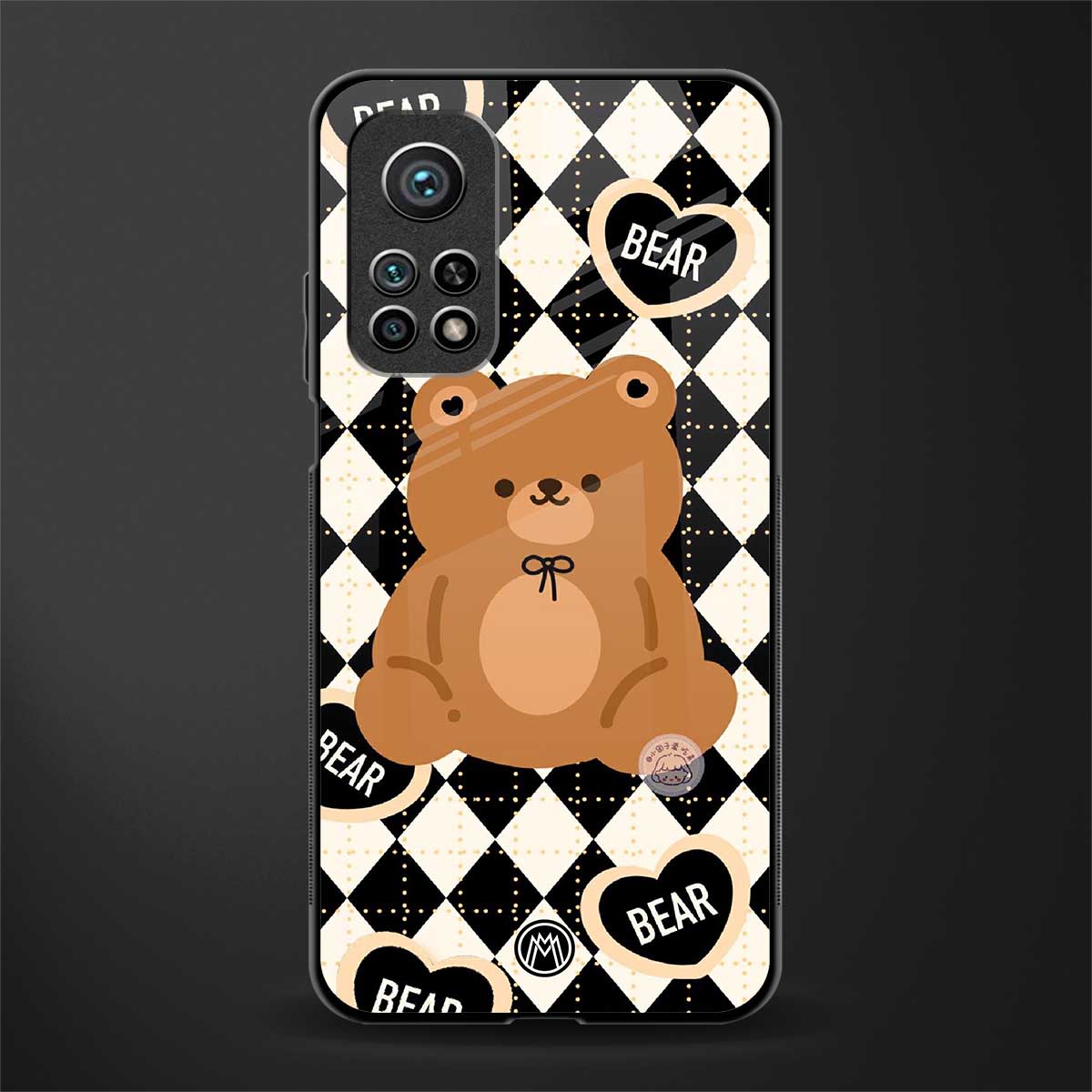 bear uniform pattern glass case for mi 10t pro image