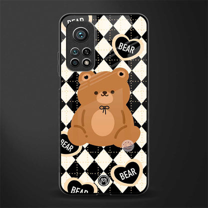 bear uniform pattern glass case for mi 10t pro image