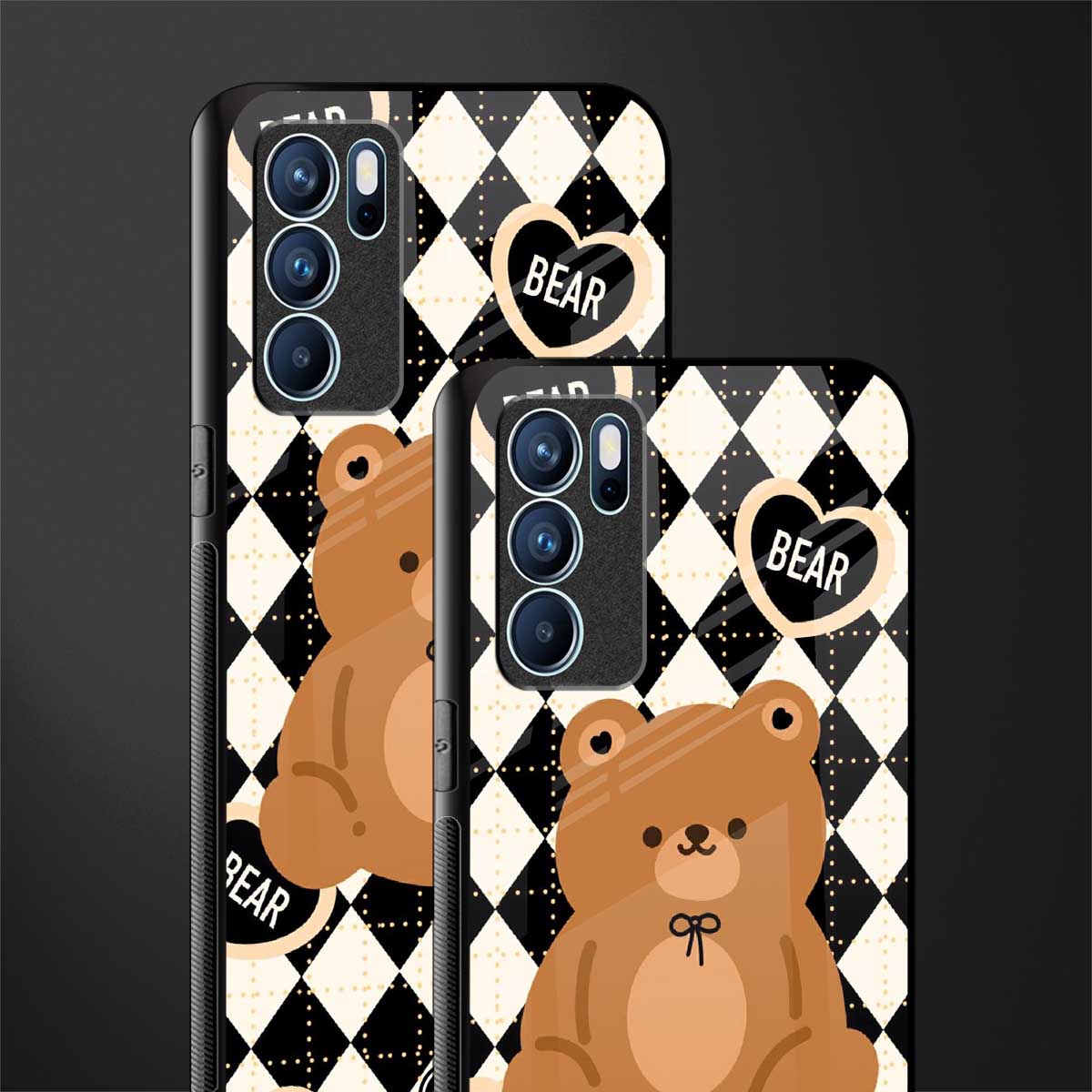 bear uniform pattern glass case for oppo reno6 5g image-2