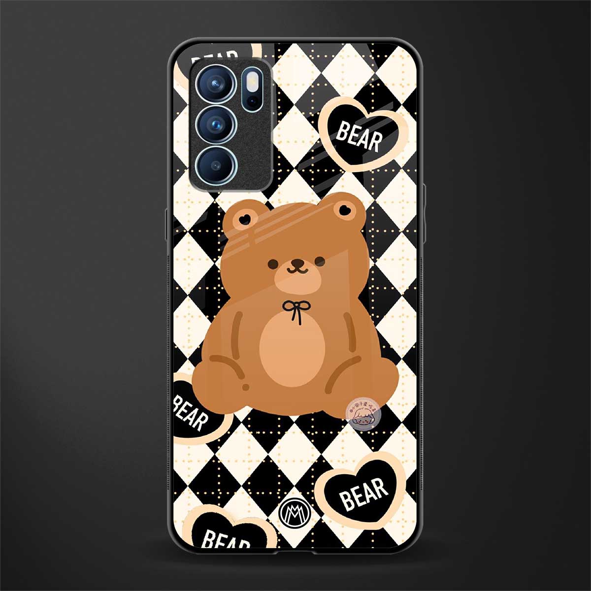 bear uniform pattern glass case for oppo reno6 pro 5g image