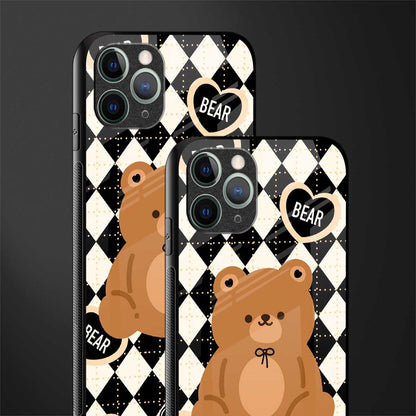 bear uniform pattern glass case for iphone 11 pro image-2
