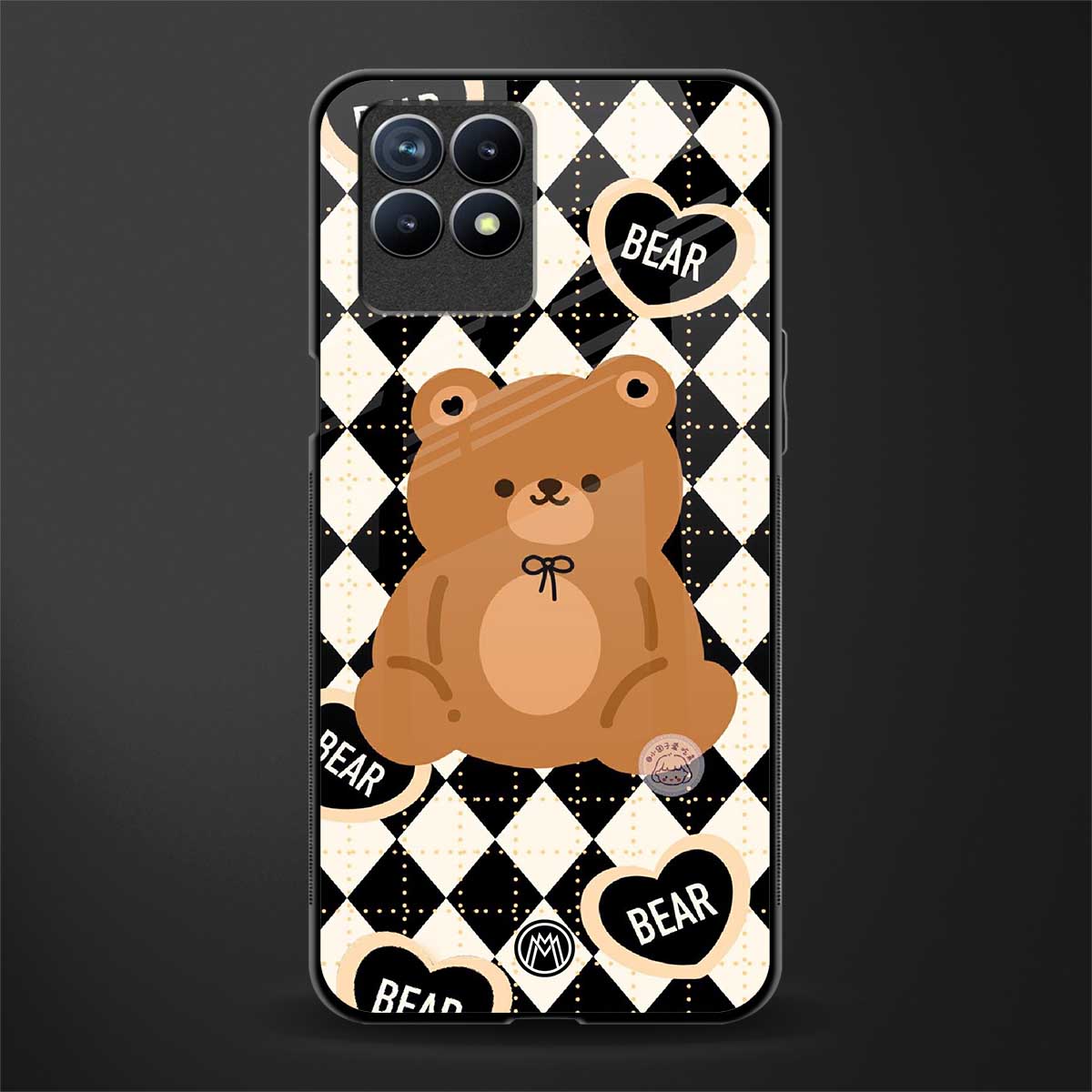 bear uniform pattern glass case for realme 8i image